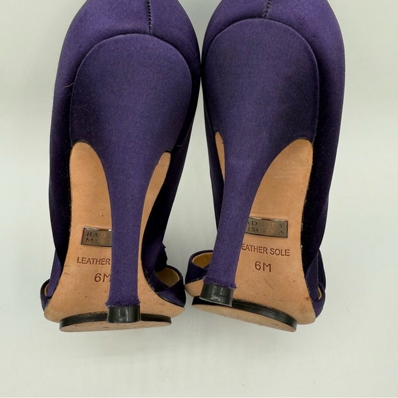 Badgley Mischka Randall D’Orsay Satin Dark Purple Heels With Layered Bow - Picture 6 of 16